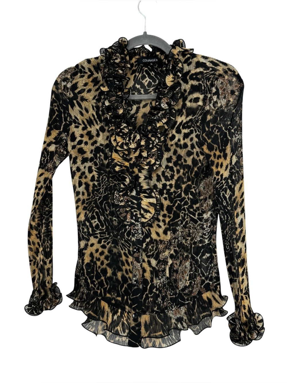 NWTS Courage.b Size Medium Stretchy Florus Blouse in Leopard Print